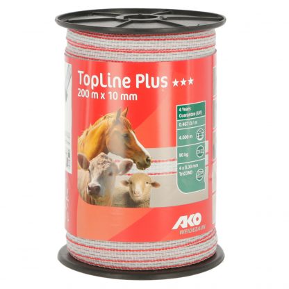 TopLine Plus Weidezaunband weiß/rot 200m X 10mm