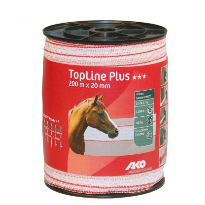TopLine Plus Weidezaunband weiß/rot 200m X 20mm