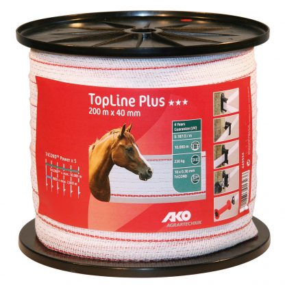 TopLine Plus Weidezaunband weiß/rot 200m X 40mm
